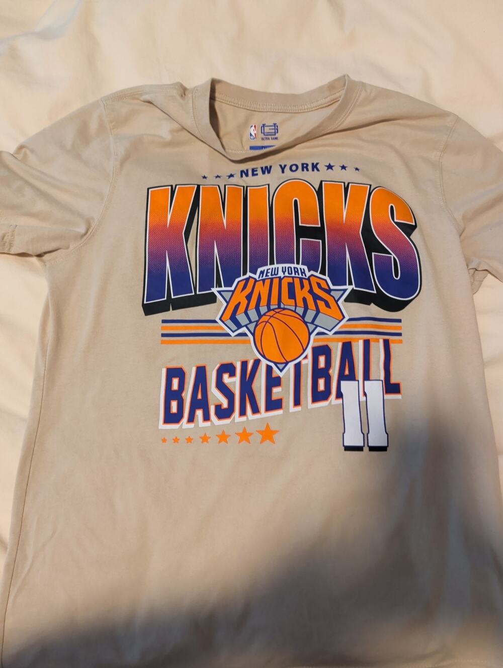 Jalen Brunson New York Knicks Graphic T-Shirt #11 Beige Tan Mens Size L
